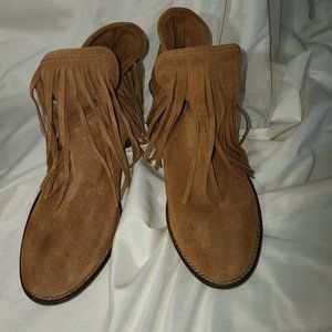 Zara Girls Suede Ankle Boots with Fringe